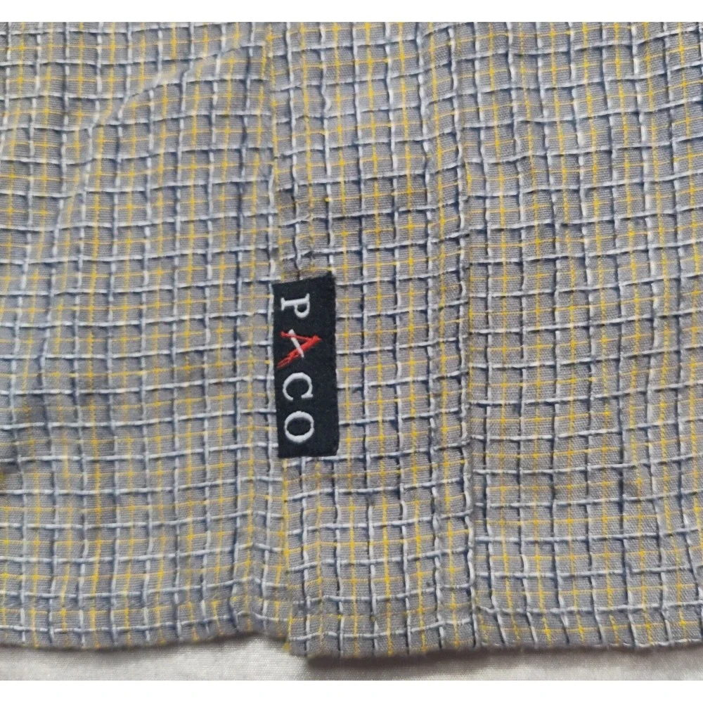 VTG PACO Jeans Co Men Medium Rayon Blend Gray Blue Check Button Shirt - Picture 6 of 13